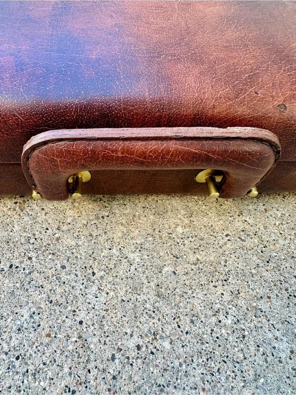 Vintage Classic Marbled Brown Leather Attaché Briefcase for Men, Hard Suitcase